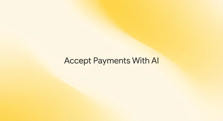 accept payments with an ai assistant featured image with centered headline text on a yellow gradient