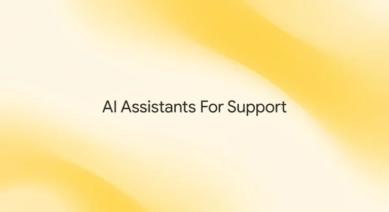 ai assistants for customer support featured image with yellow gradient waves and centered dark charcoal text