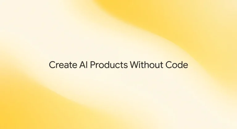 how to create ai products for small business featured image with centered charcoal text on soft yellow gradient
