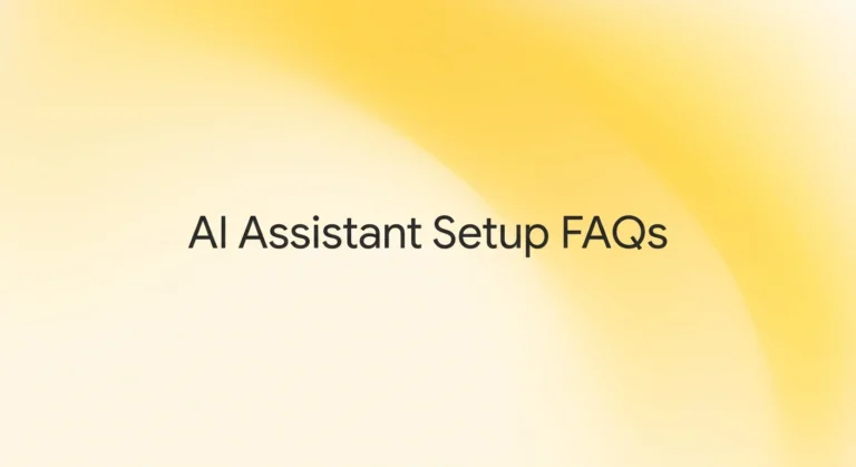 setting up your first AI assistant featured image with dark grey headline on soft yellow gradient