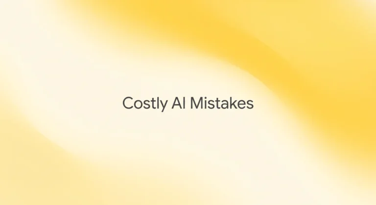 AI mistakes small businesses make featured image with Costly AI Mistakes headline on a soft yellow gradient