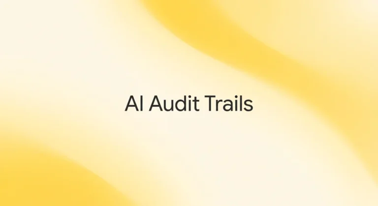 AI audit trails for regulated businesses featured image with AI Audit Trails headline on a soft yellow gradient