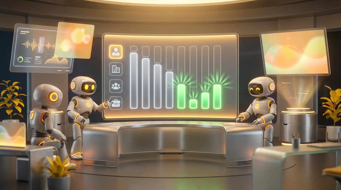 A bar graph titled "Monthly Hours Saved" visually comparing the grey "Previous Manual Time" bars versus the significantly shorter green "New Automated Time" bars for each department listed in the table.