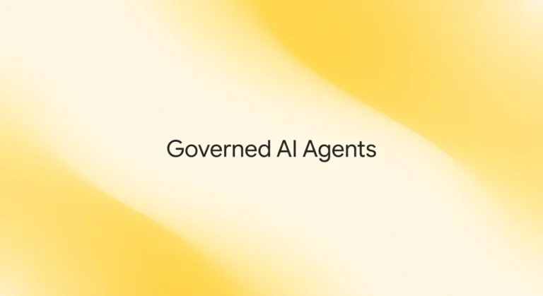 Governed AI agents featured image with a centred three-word headline on a soft lemon yellow gradient