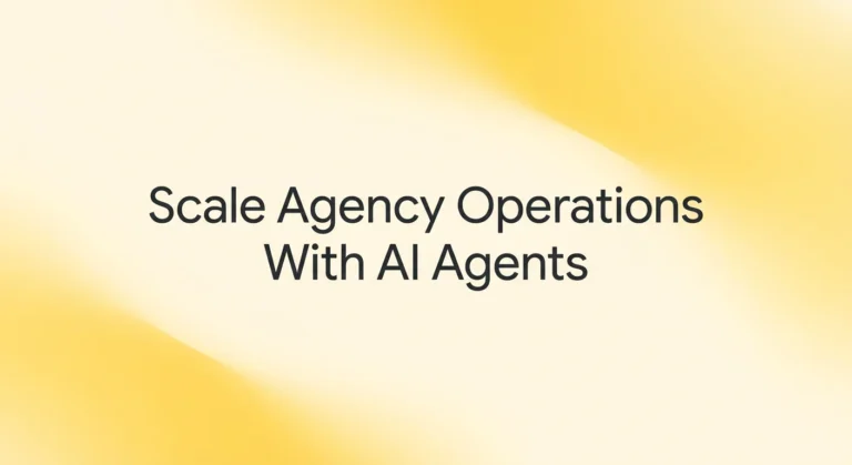 ai agents for agencies featured image showing dark text on soft lemon yellow gradient waves
