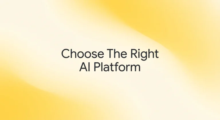 no-code AI platform featured image with choose the right ai platform text on yellow gradient