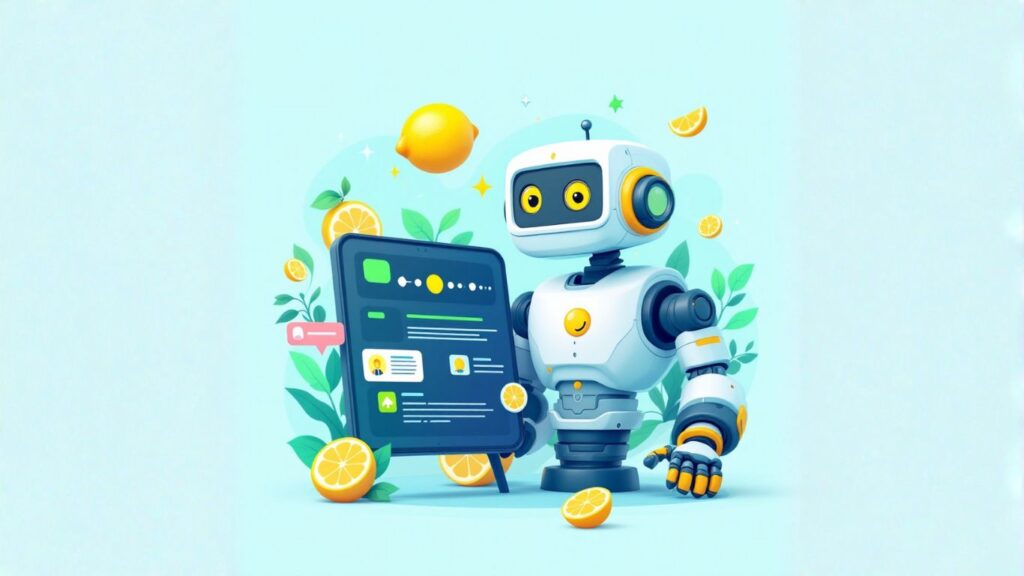 Friendly robot with a digital display highlights enhanced features of voice assistants designed to boost everyday productivity