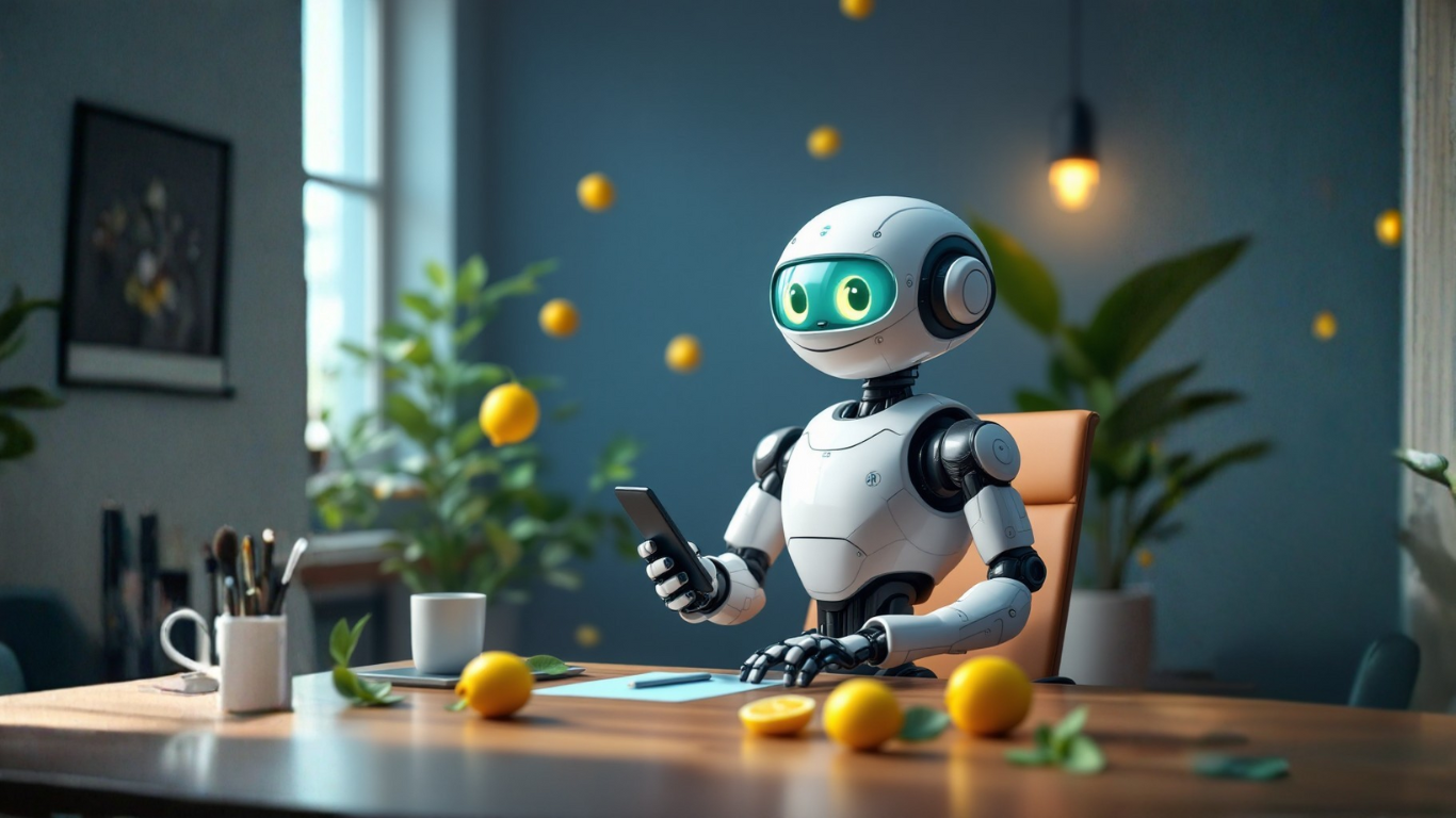 Single AI robot in a meeting room analysing how an AI assistant can understand user needs and help non-tech users achieve real, effective results easily