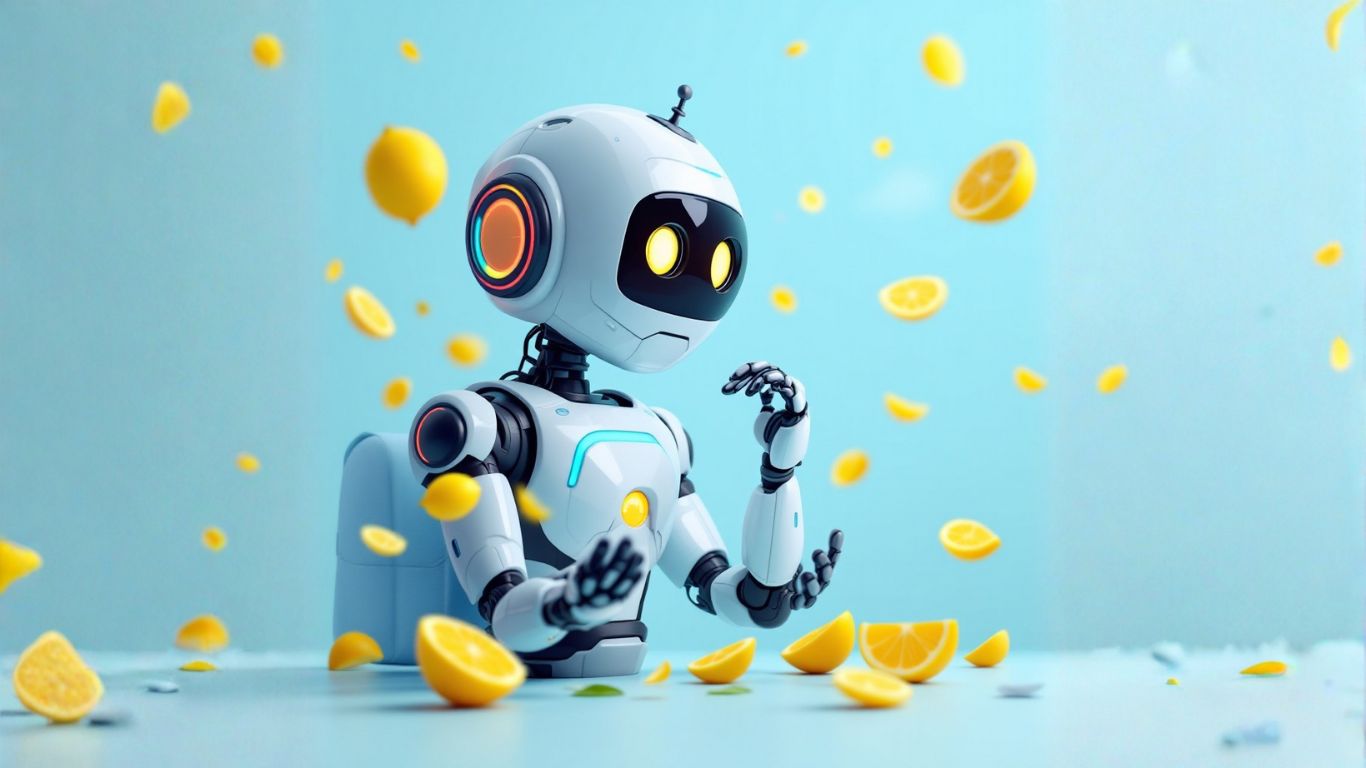 Professional AI robot in an office analysing strategies to build an AI assistant that scores client business health and provides data-driven insights