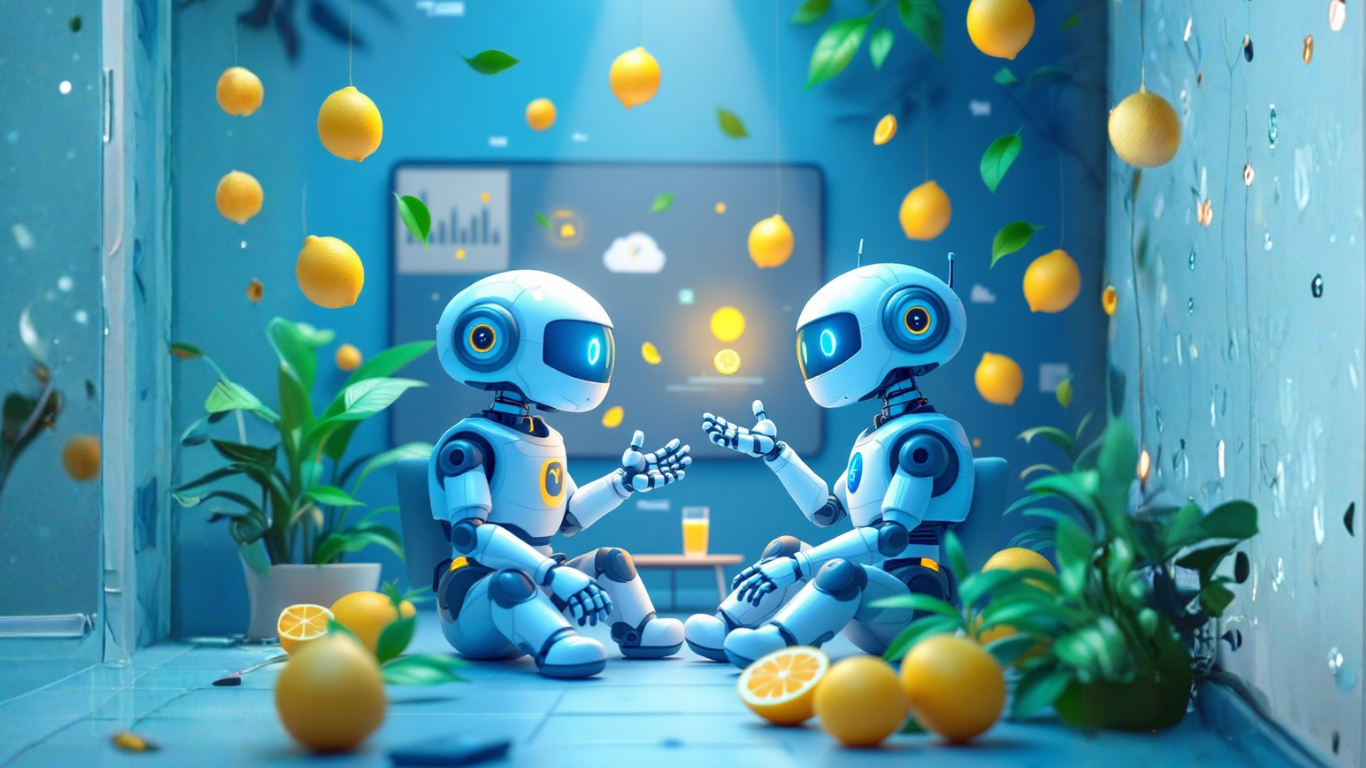 Team of AI robots discussing the hidden costs of ignoring AI in small businesses, such as missed efficiency, innovation, and growth